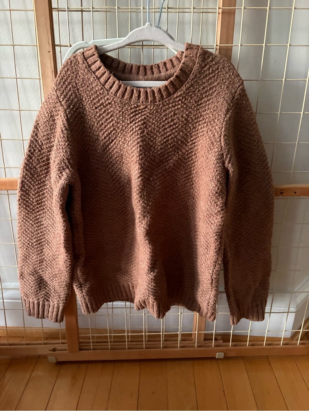 Janie and Jack Textured Crewneck Sweater in Warm Rust
